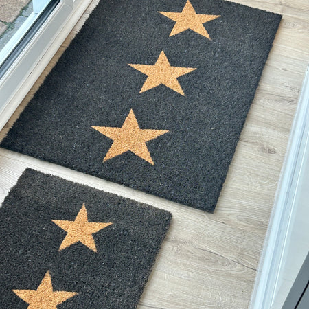 3 star doormat rug coir charcoal 2 sizes