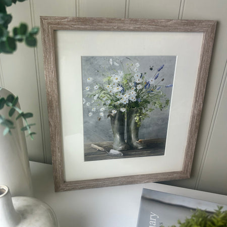 Pretty garden flower framed glazed mounted wall art picture 2 styles