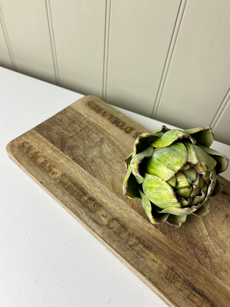 Mango wood etched canopy grazing board large 70x18