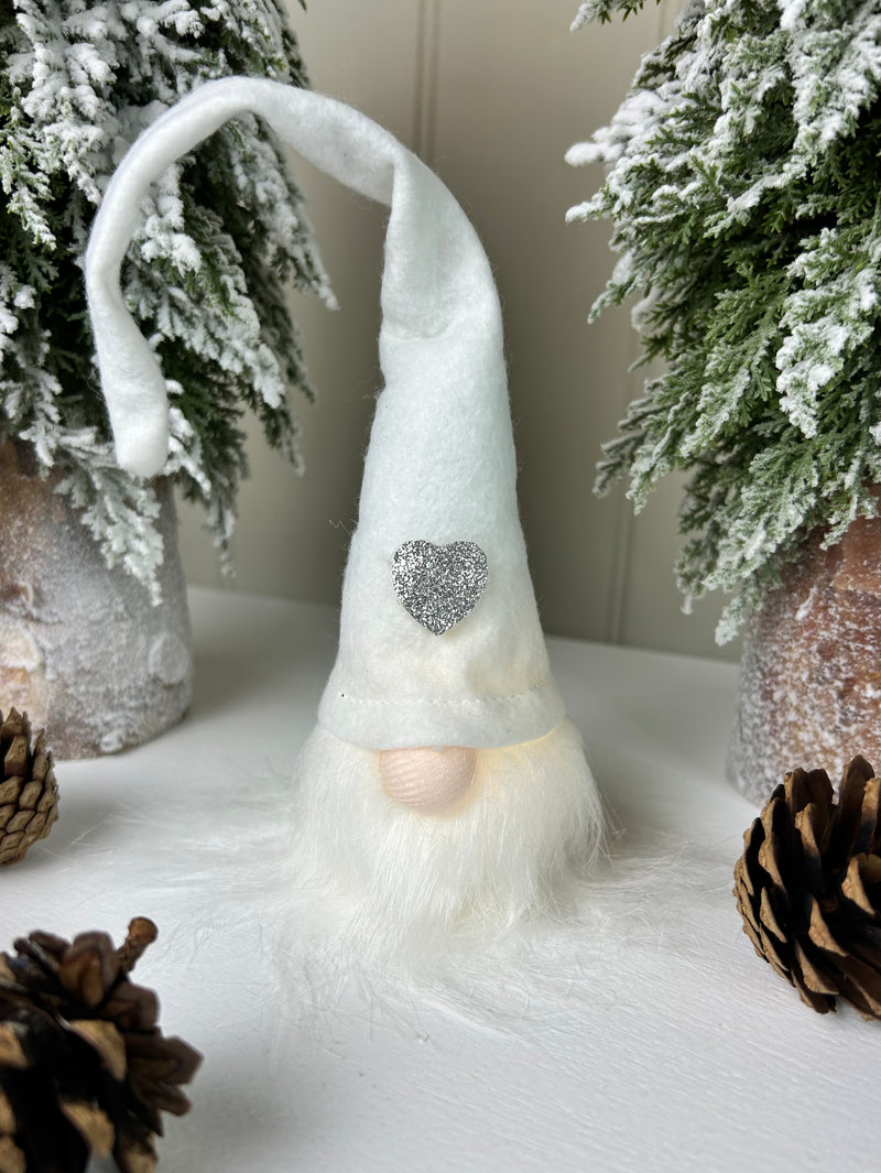 White LED hanging sitting Gonk with Heart Hat