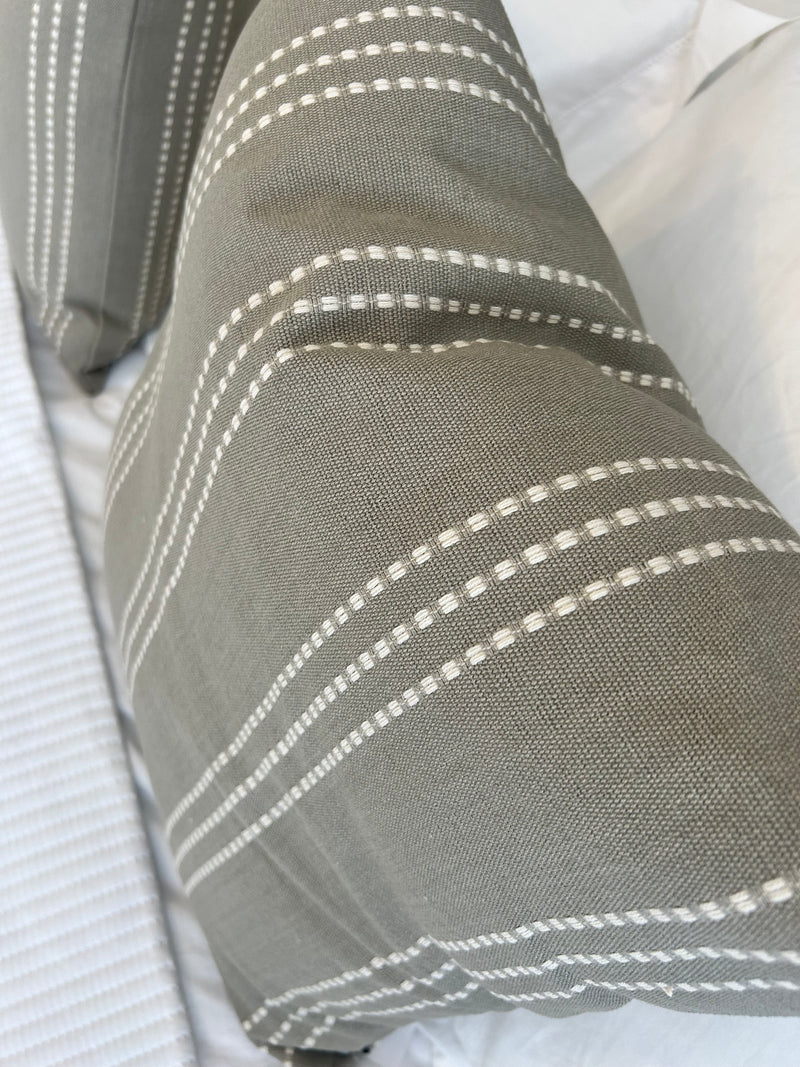 Taupe Stab Stitch Linen 50cm Cushion