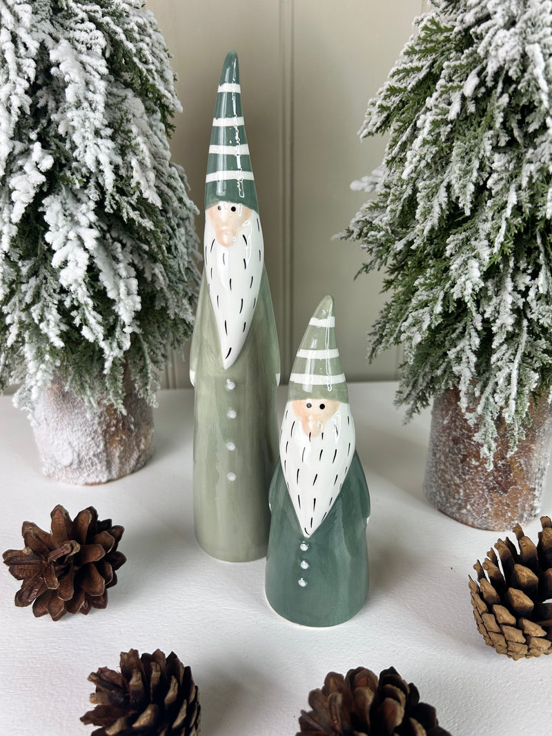 Green and white ceramic tall gonk, 2 Sizes