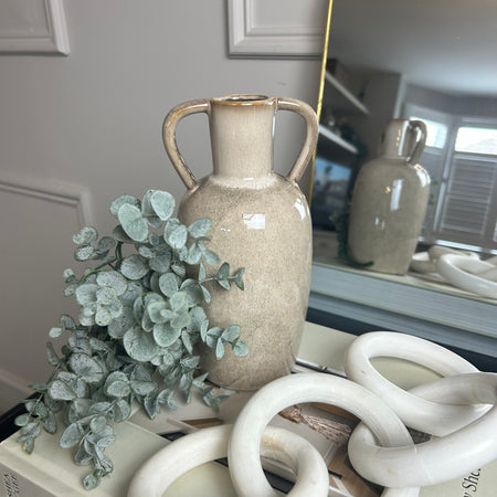 Reactive glaze double handle vase 22cm and 30cm two sizes