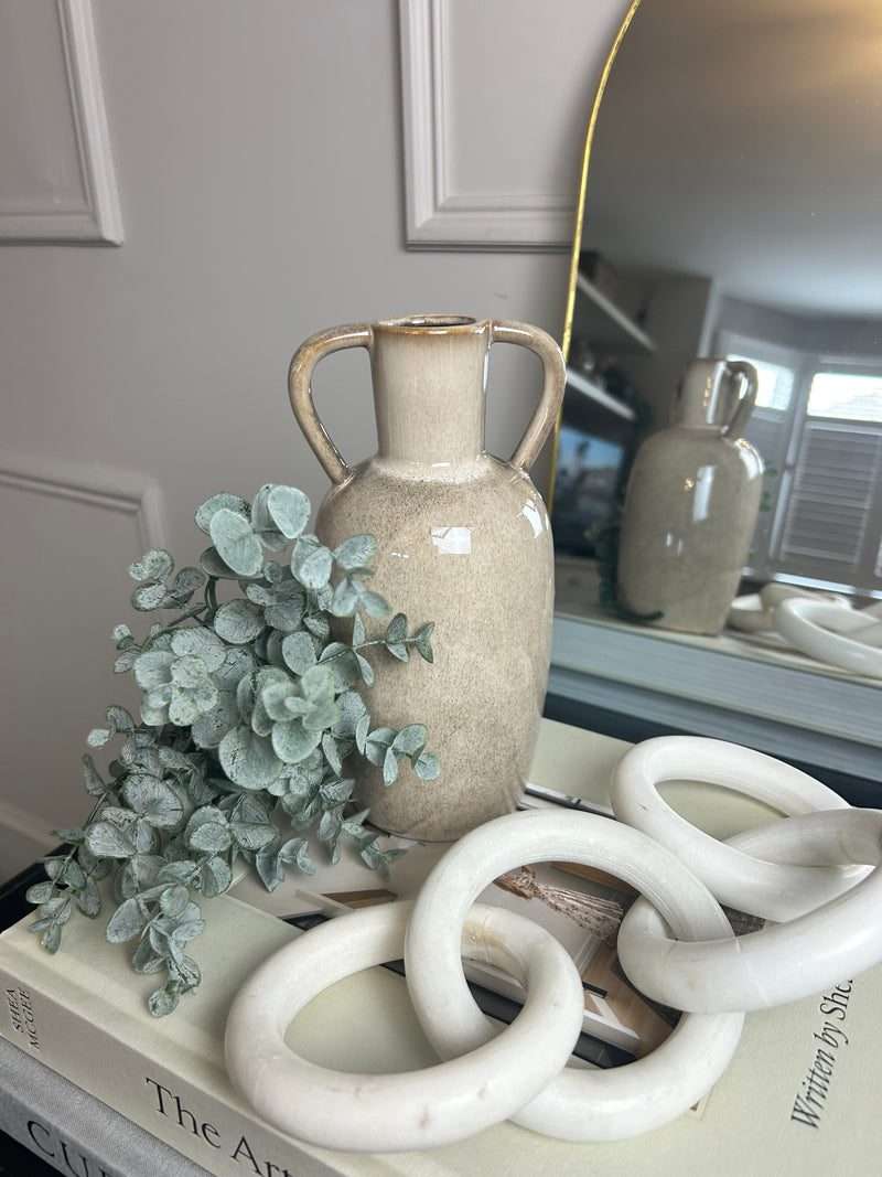 Reactive glaze double handle vase 22cm and 30cm two sizes