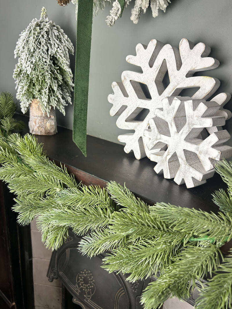 Flocked spruce Norfolk  long full garland 175cm
