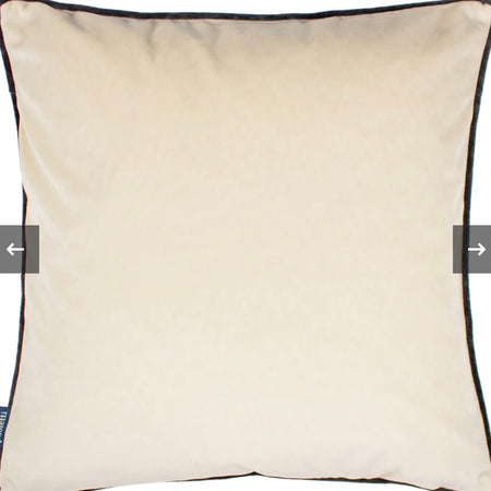 Torto Opulent Velvet Cushion Ivory/Black 50cm x 50cm