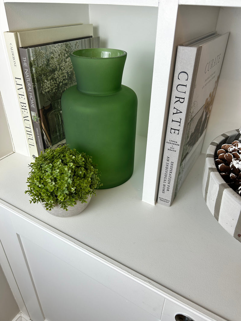 Smokey green glass bottle neck vase