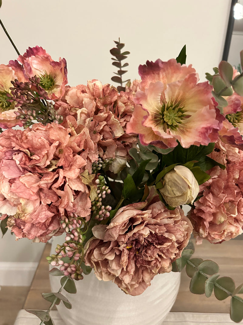 Real feel ruffled blush pink hydrangeas 52cm