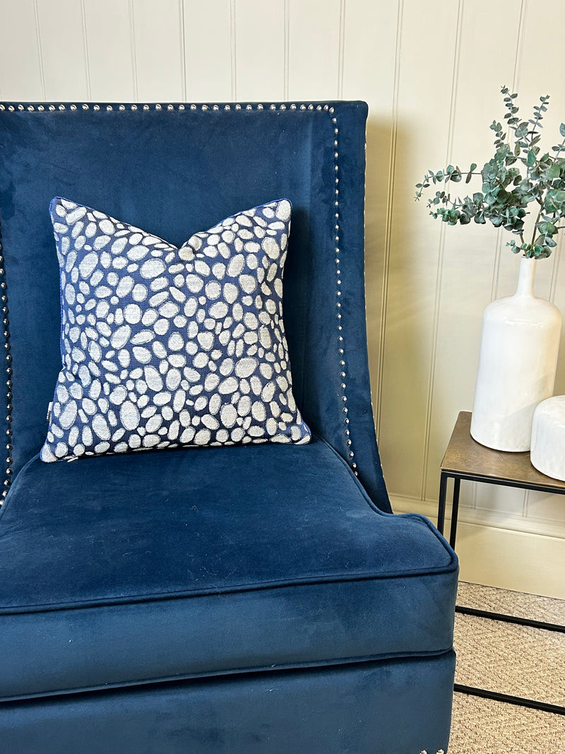 Navy Grey Pebble Texture Cushion 43cm