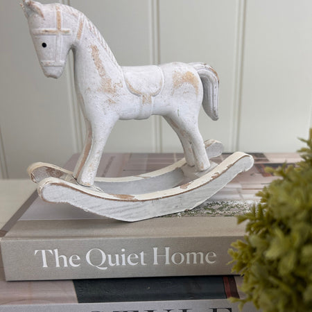 Vintage white rocking horse 13cm
