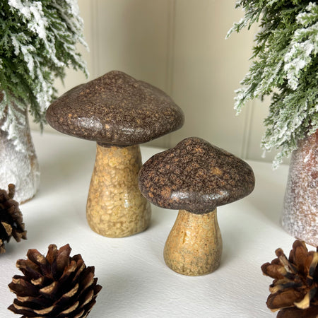 Brown Natural Autumn Mushrooms ceramic 2 Sizes