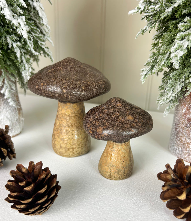 Brown Natural Autumn Mushrooms ceramic 2 Sizes