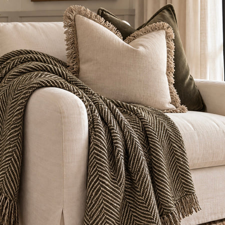 Bottle green rustic herringbone throw 130x150