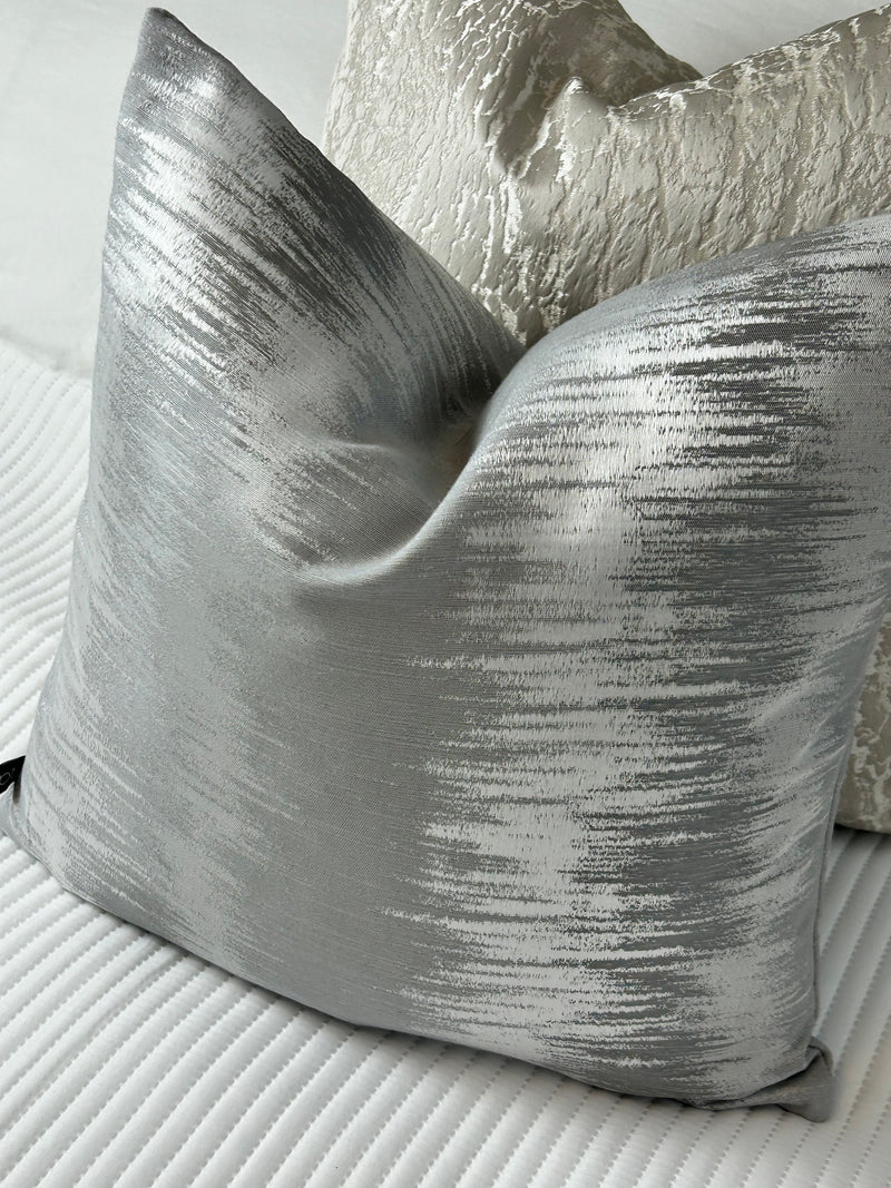 Equinox Natural grey Zig Zag Feather Filled Cushion 43cm x 43cm
