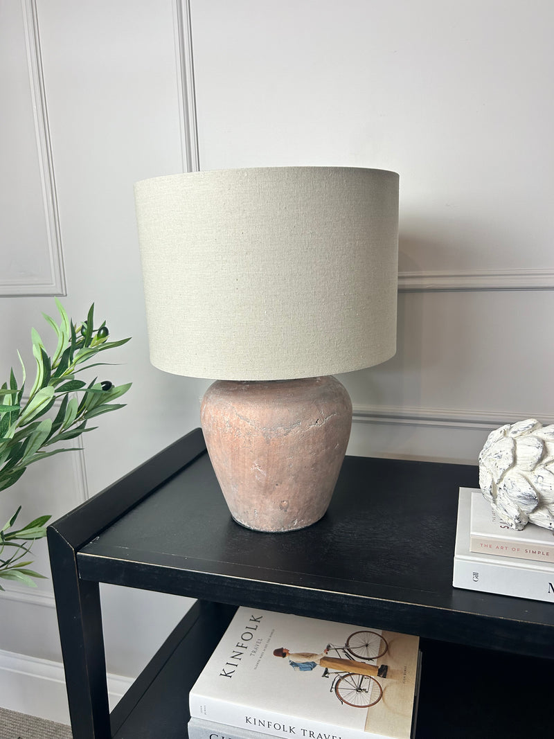 Siena rustic brown table lamp linen shade