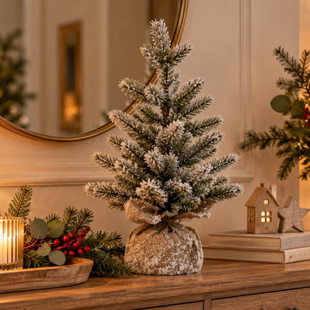 Snowy tree in hessian bag 40cm