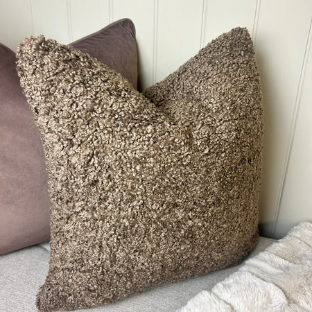Taupe Teddy Boucle Feather Filled Cushion 45cm