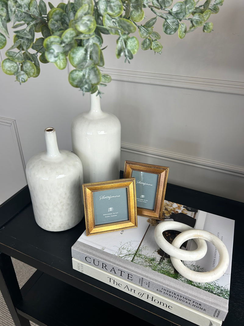 Set of two gold mini photo frames