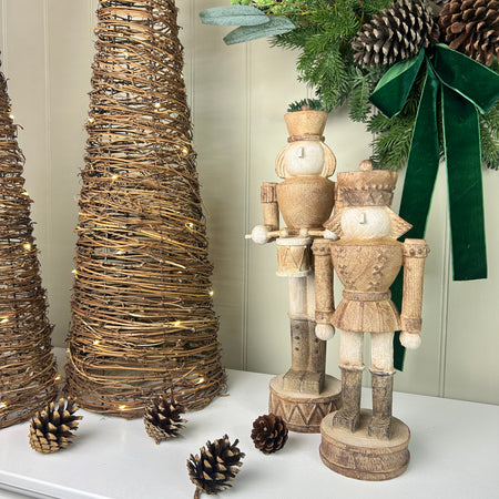 Wood look tall traditional Nutcracker ornament decoration 2 styles