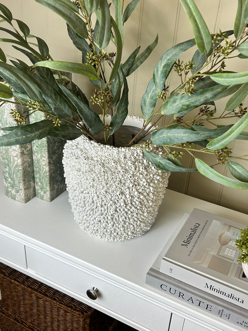 White vase with eucalyptus