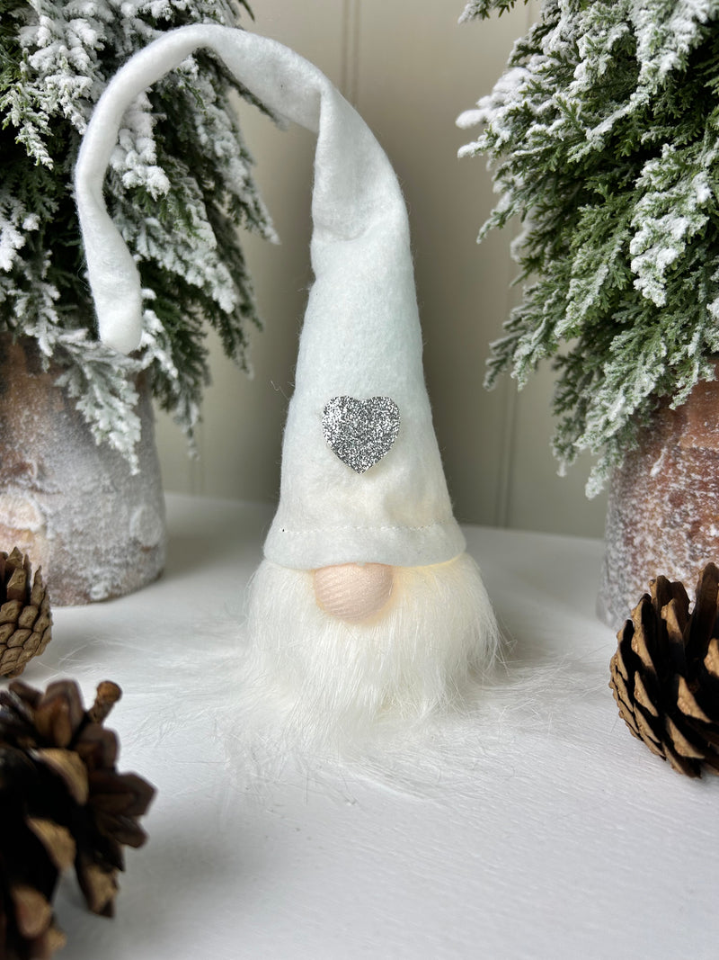 White LED hanging sitting Gonk with Heart Hat