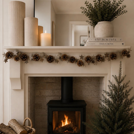 Pine cone star garland 140cm