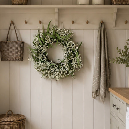 White summer berry choisya leaves wreath 55cm