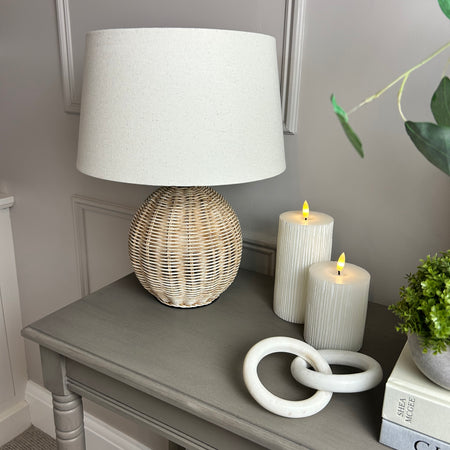 Raffles rattan basket white washed table lamp with shade