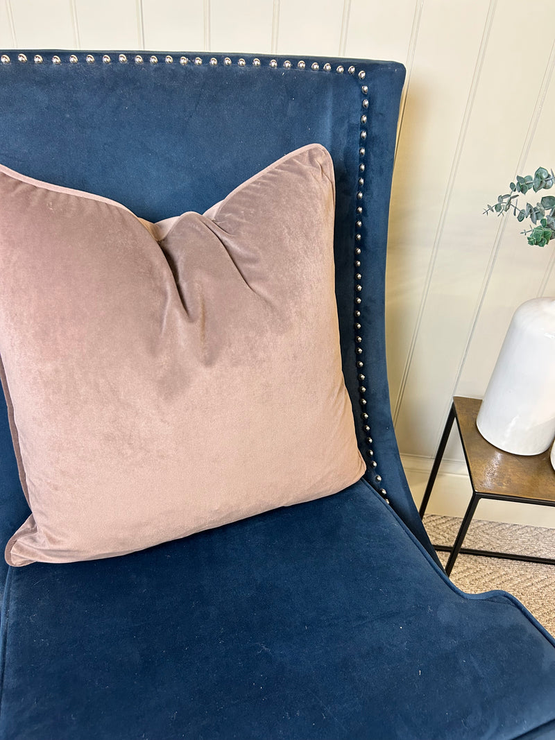Large Truffle brown Taupe Matt Velvet Piped Edge Cushion 50cm