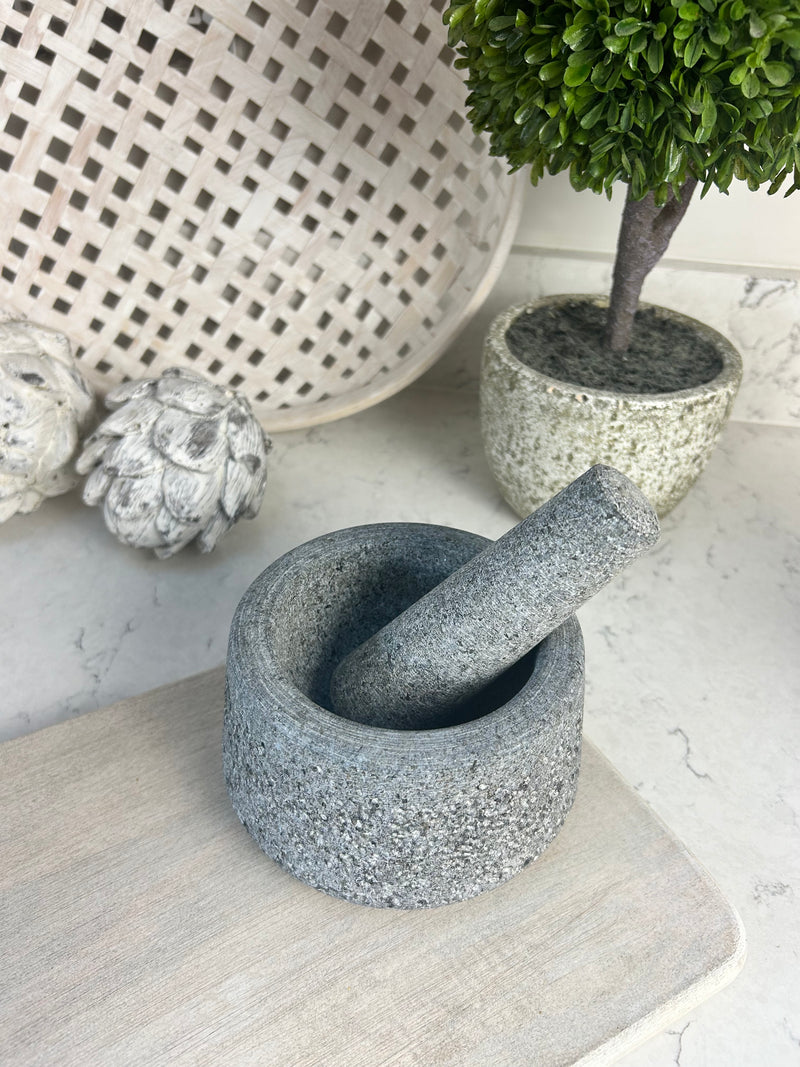 Granite pestle and mortar natural