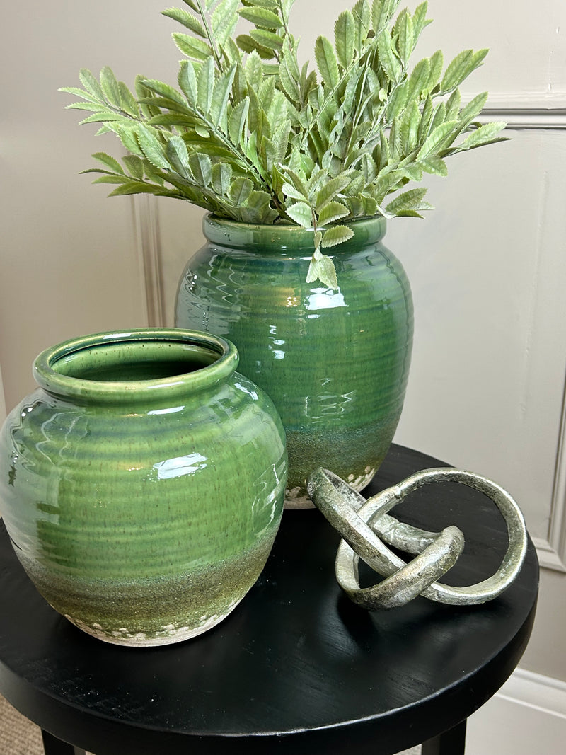 Seville green distressed tall vase