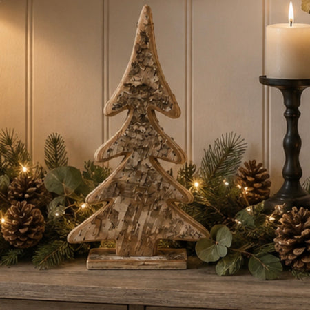 Small Birch Bark flat Christmas Tree