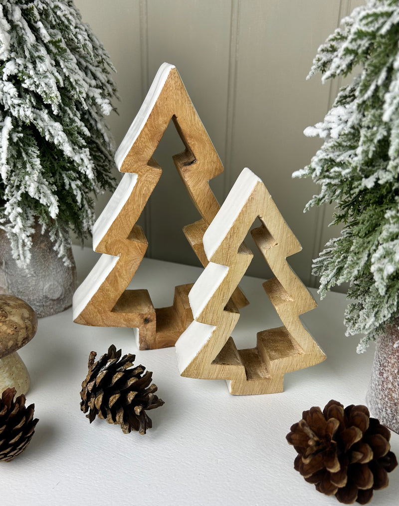 Chunky Standing Wooden Outline Christmas Tree, 2 Sizes