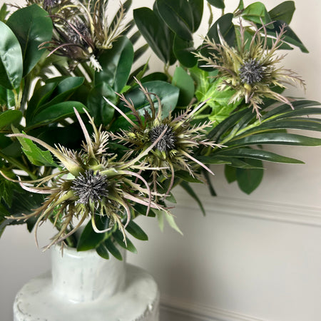 Store seconds Green purple thistle fern tropical arrangement