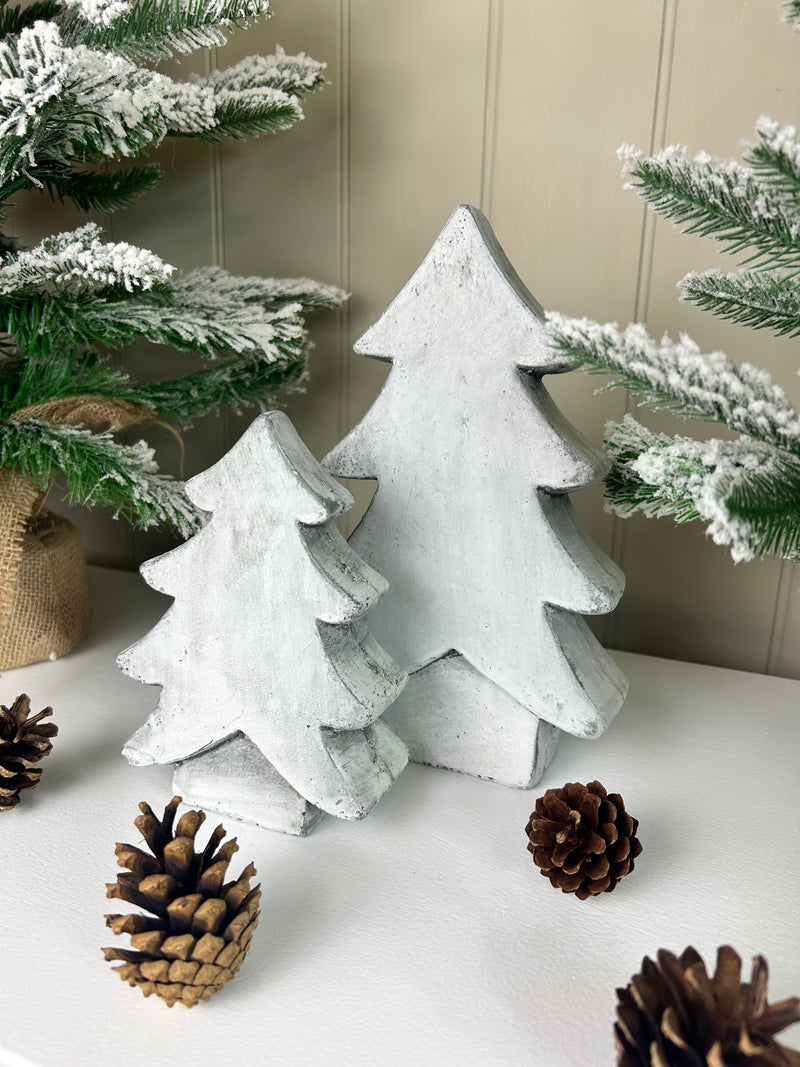 Stone rustic cement Standing chunky Christmas Tree 2 Sizes