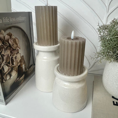 Ravello crackle glaze chunky candle sticks 2 sizes