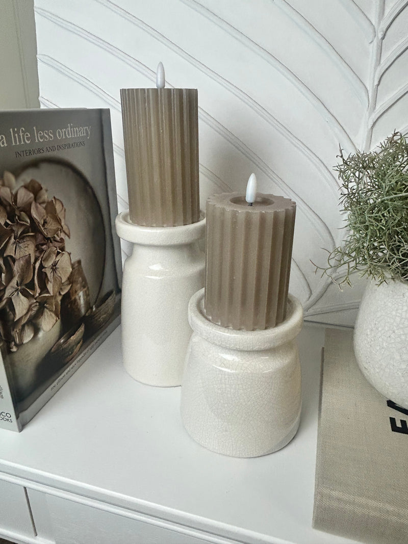 Ravello crackle glaze chunky candle sticks 2 sizes