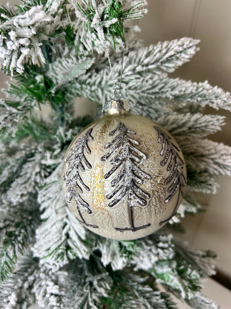 Silver champagne gold woodland tree hanging bauble