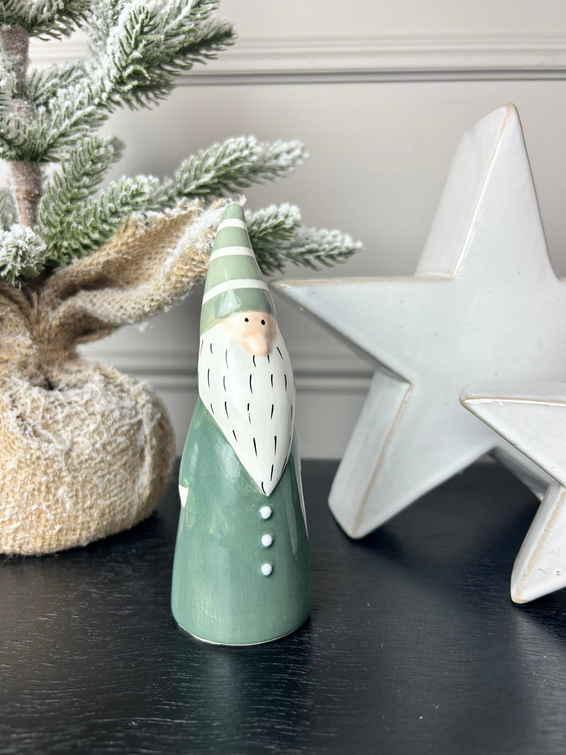 Green and white ceramic tall gonk, 2 Sizes