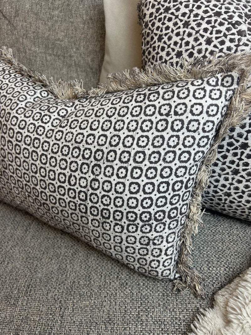 Mocha Brown beige printed oblong cushion feather inner 30x50