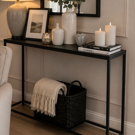 Black Metal Embossed Console Table