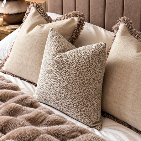 Taupe champagne textured Bingham cushion 43cm