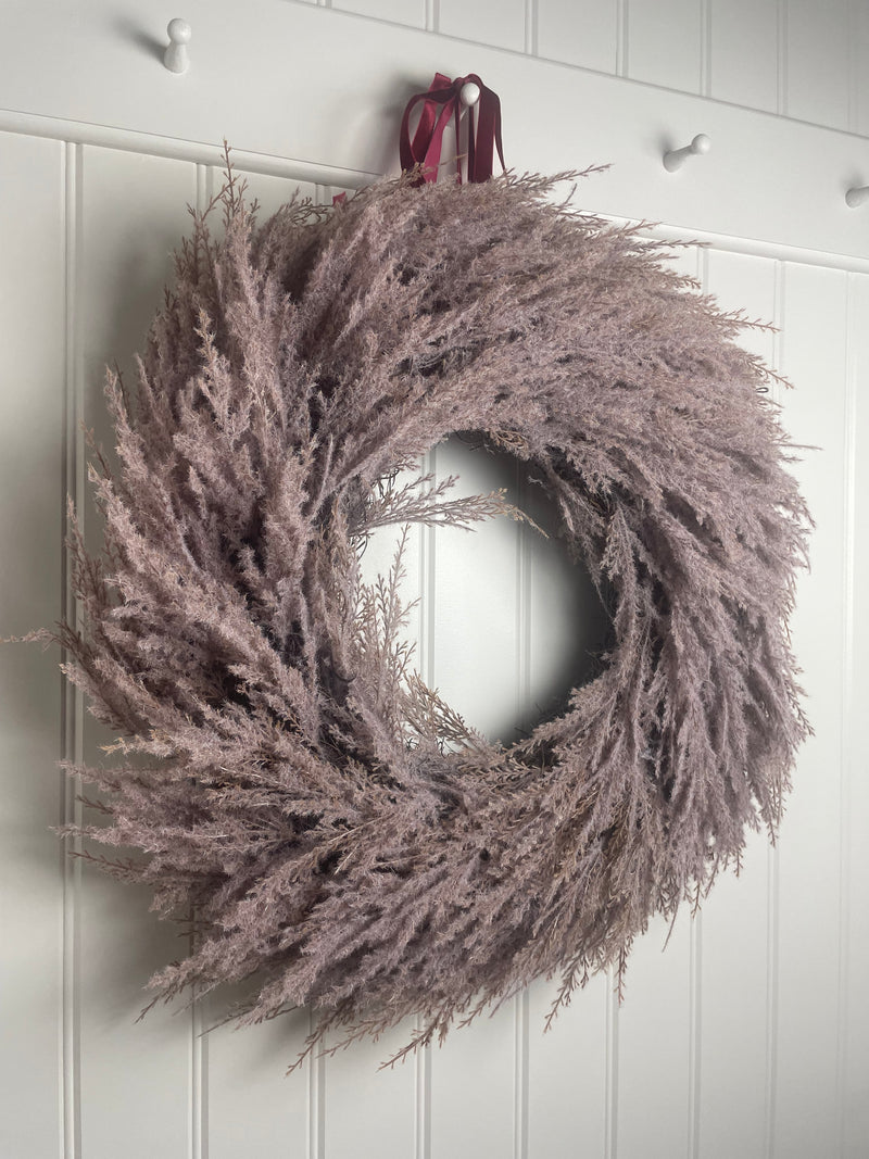 Flocked pampas wreath 55cm
