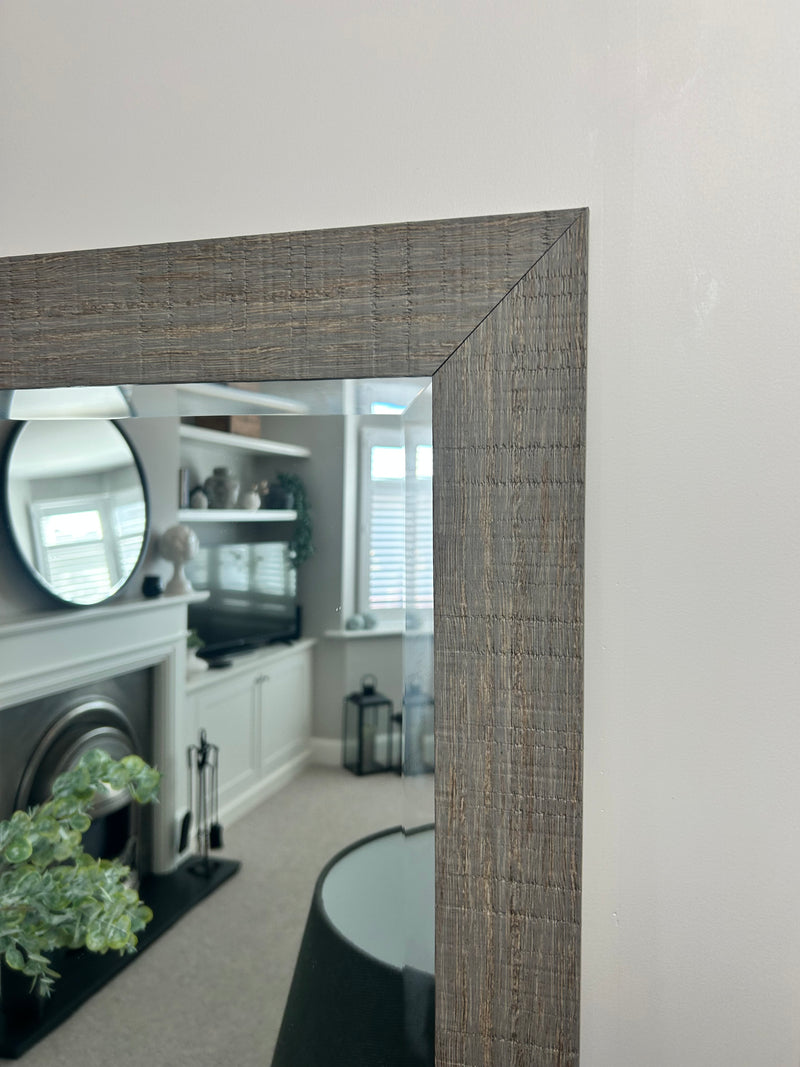 Grey wash wooden chunky mirror 2 sizes
