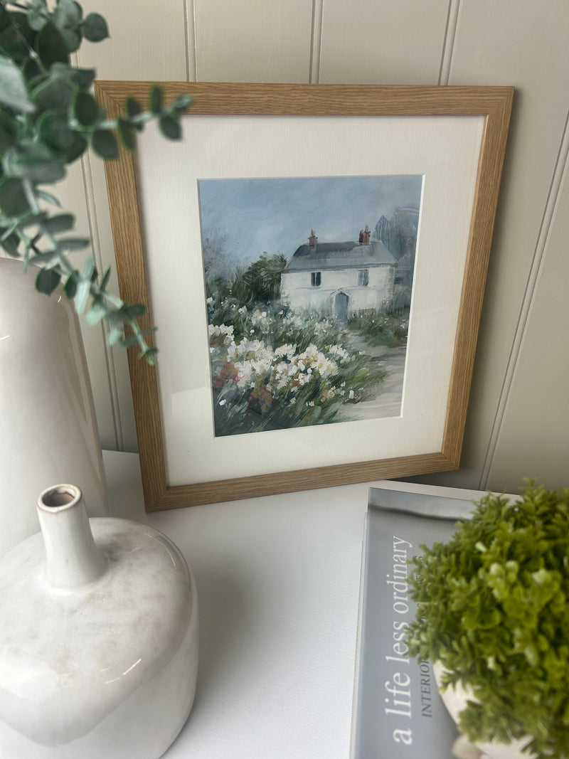 Country cottage framed glazed mounted wall art picture 2 styles