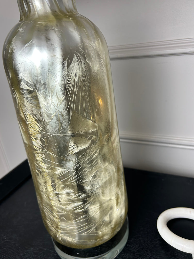 Silver champagne textured lamp with shade