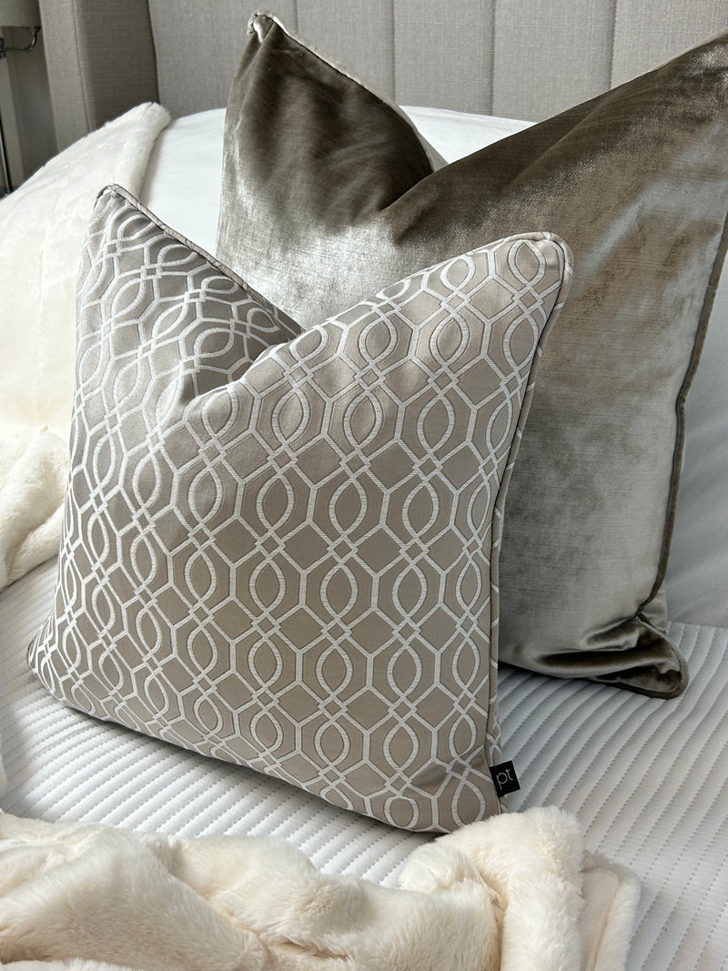 Taupe Skyscraper Geometric Cushion 43cm x 43cm