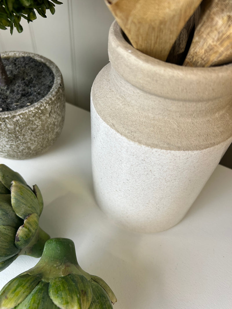 Liberec ceramic two tone pot jar utensils crackle glaze