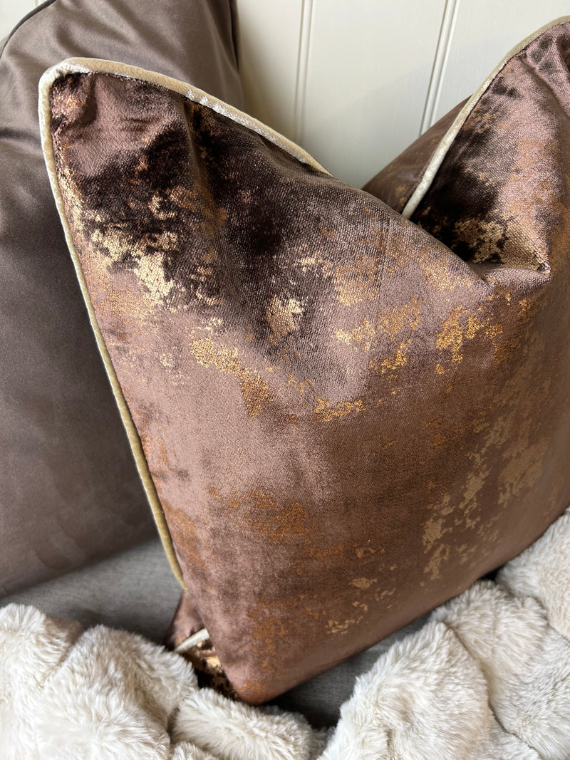 Paul Moneypenny Chocolate brown bronze Feather Filled 43cm luxury Cushion