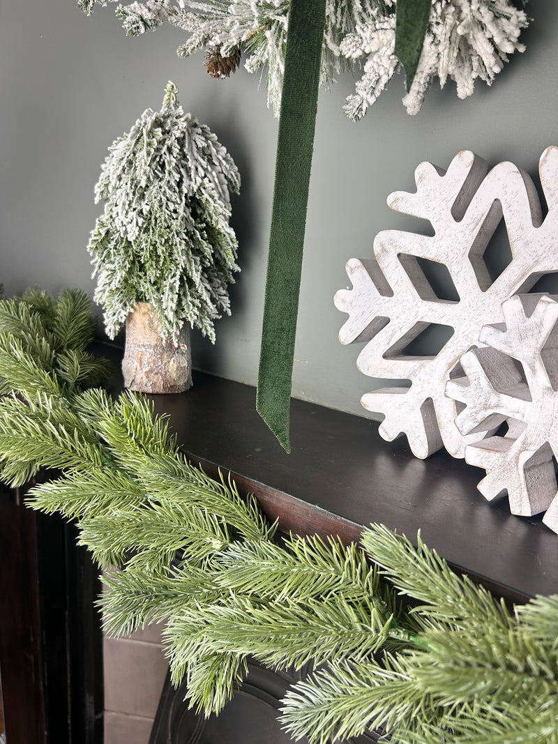 Flocked spruce Norfolk  long full garland 175cm